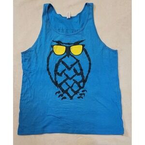 NIGHT SHIFT BREWING EVERETT, MA BLUE TANK TOP WITH OWL LOGO SIZE MEDIUM